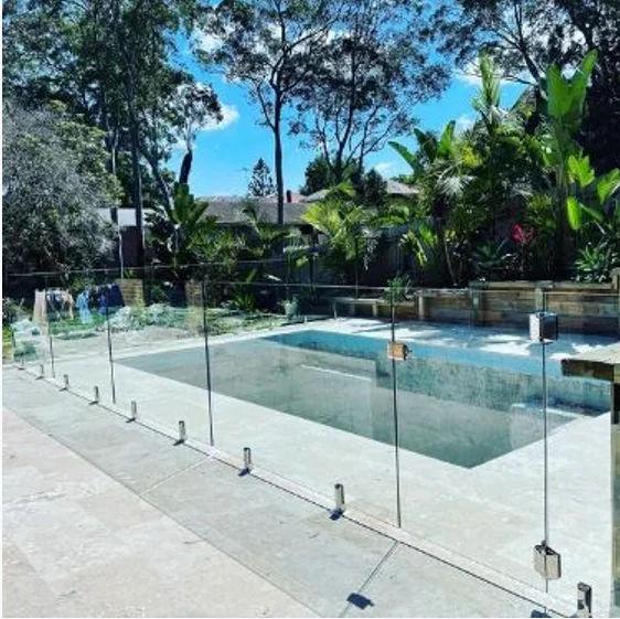 Pool Glass Fencing SUS 304 Spigot Bracket Balustrades Glass Fence For Swimming Pool Modern Frameless Glass Clamp Railing