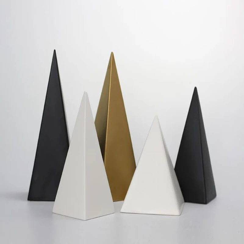 Nordic Triangle Ceramic Ornaments Creative Marble Pattern Crafts For Desktop Soft Decor For Home