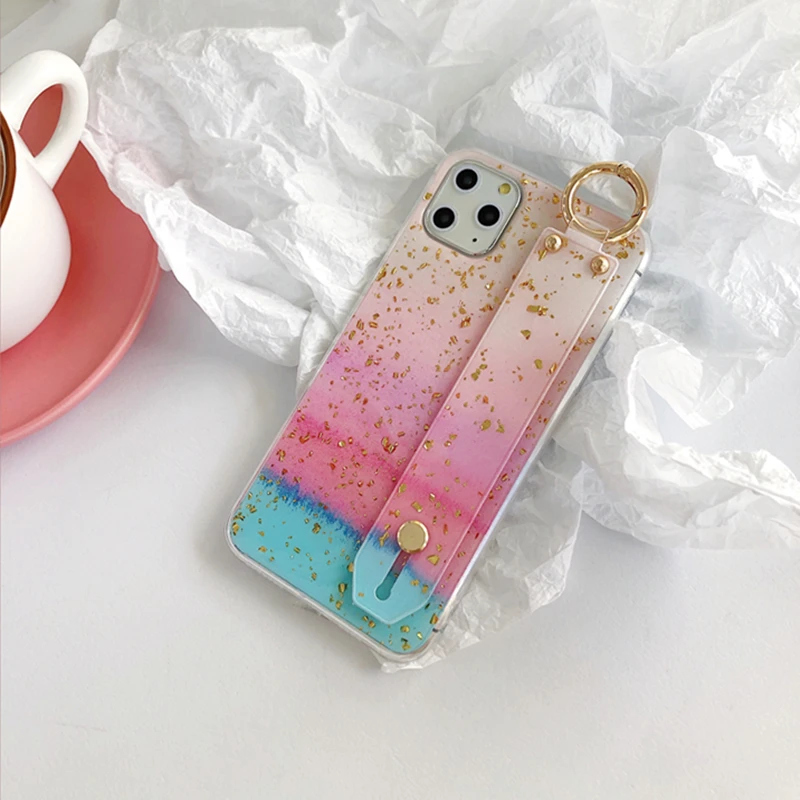 Роскошный Мраморный чехол для телефона iPhone11Por из эпоксидной золотой фольги на запястье iPhone X 7 6 6S Plus XR XS Max