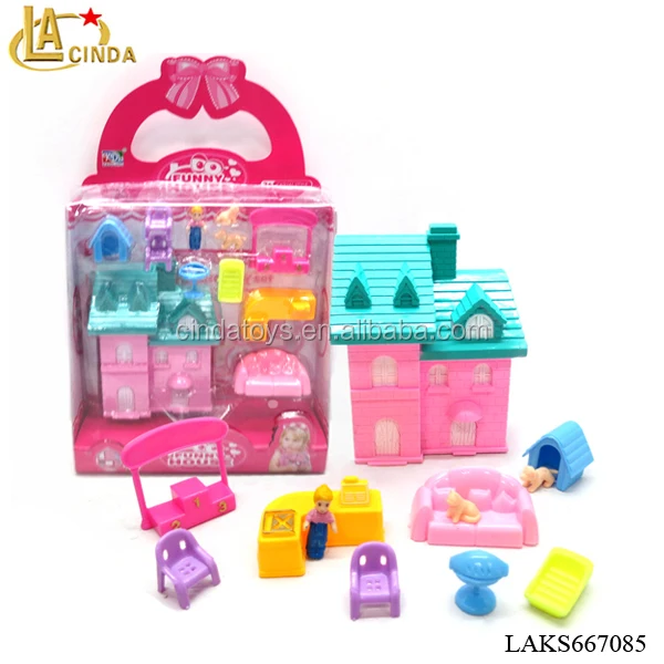Funny toy model houses,kids decorative house play game,plastic toys mini house for kids