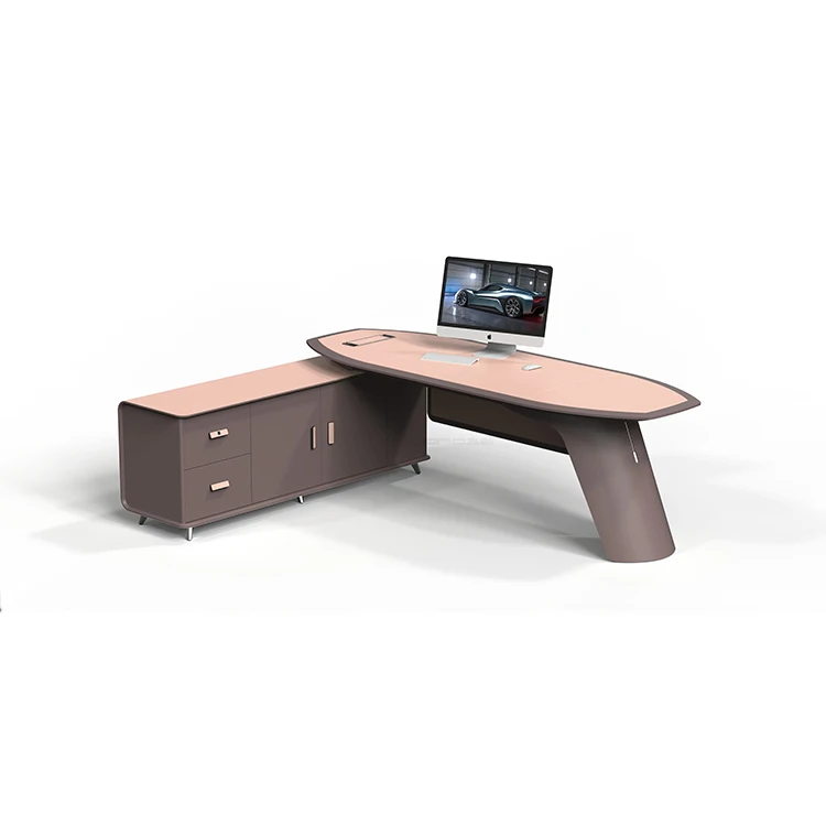 Высококлассный Роскошный Оранжевый Кожаный чехол L-образная офисная мебель высокого качества