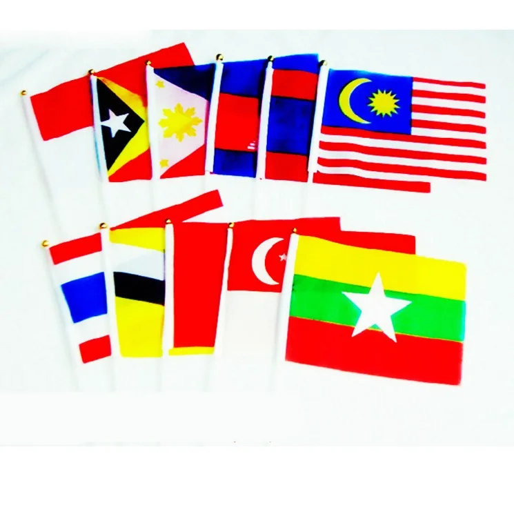 Double Sides Printed 14x21cm Hand Waving Paper Flags High Quality Cheap Custom Size Hand Held National Flag