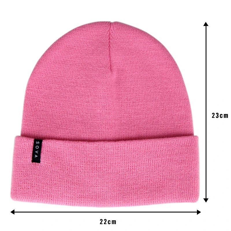 Various Size Acrylic Knit Hat Winter Beanie for Kids Youth Adults with Woven Label Patch Promotion Knit Hat