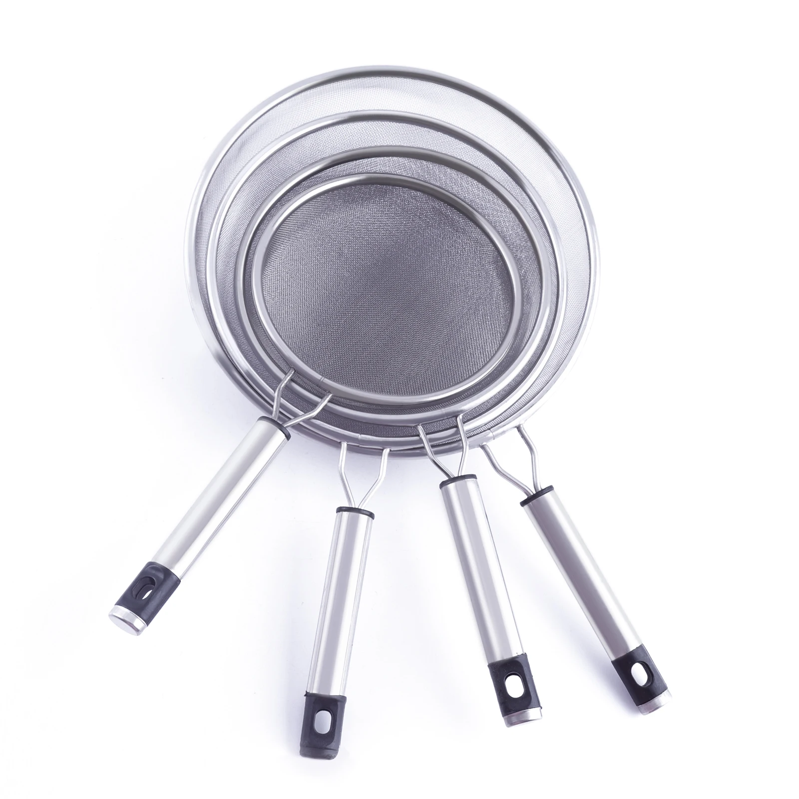 Сито из нержавеющей стали с тонкой сеткой для продуктов, дуршлаг, сито с пластиковой ручкой для кухни, риса, пасты, лапши