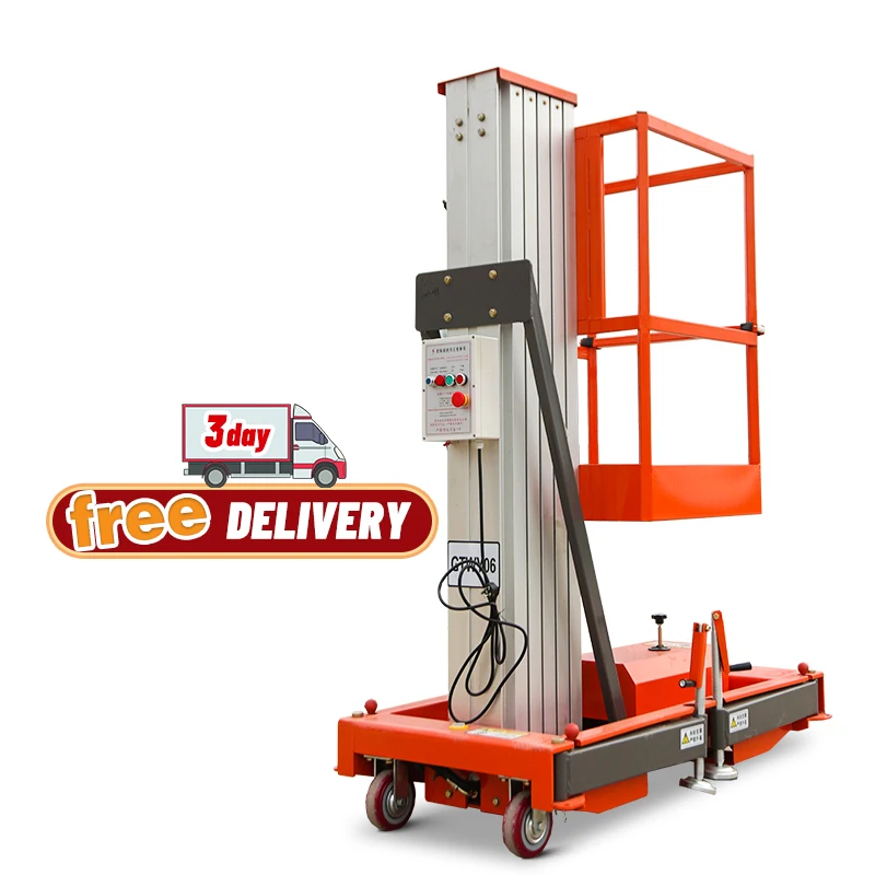 2023 Outdoor single mast aluminum alloy mobile electric lift platform elevators lift hydraulic ladder lift