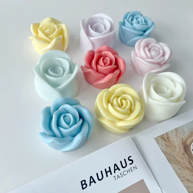 J6-208 Rose Candle Aromatherapy Silicone Mold DIY Flower Soap Diffuser Stone Gypsum Ice Mold