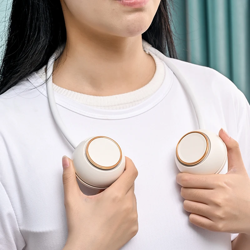 2023 New design  USB rechargeable summer desk bladeless outdoor mini personal portable  hanging electric cooler neck fan