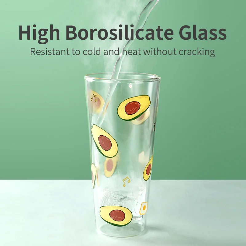 Northern Europe Ins Industry Style Double Wall glass cup Beer Coca Cold Water Drinks Cup Household Office Use with Straw and lid