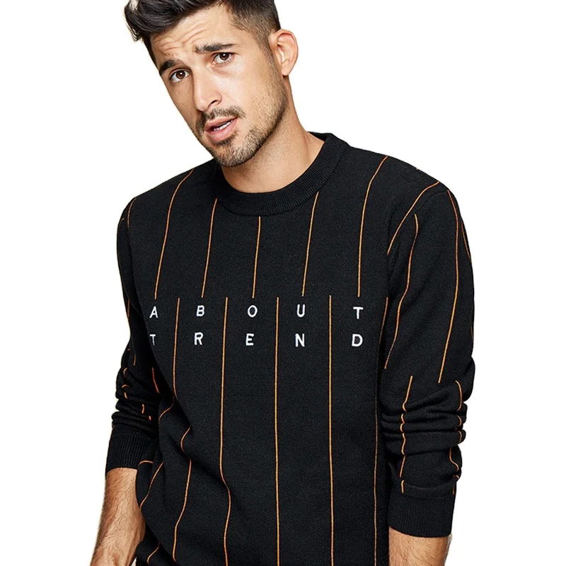 Custom embroidered cotton cashmere OEM Jersey crewneck soft knit sweater men