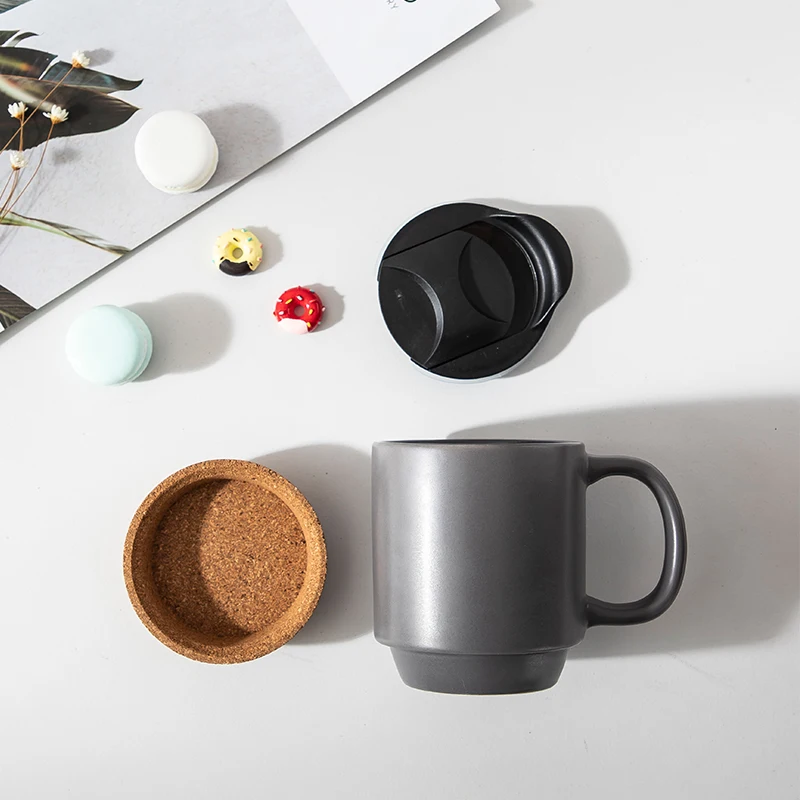 Coffee Mug Sets Factory Wholesale Insulated Cork Splash Proof Lid Ceramic Mugs Party Modern Sustainable HANDGRIP Glazed 7-15days