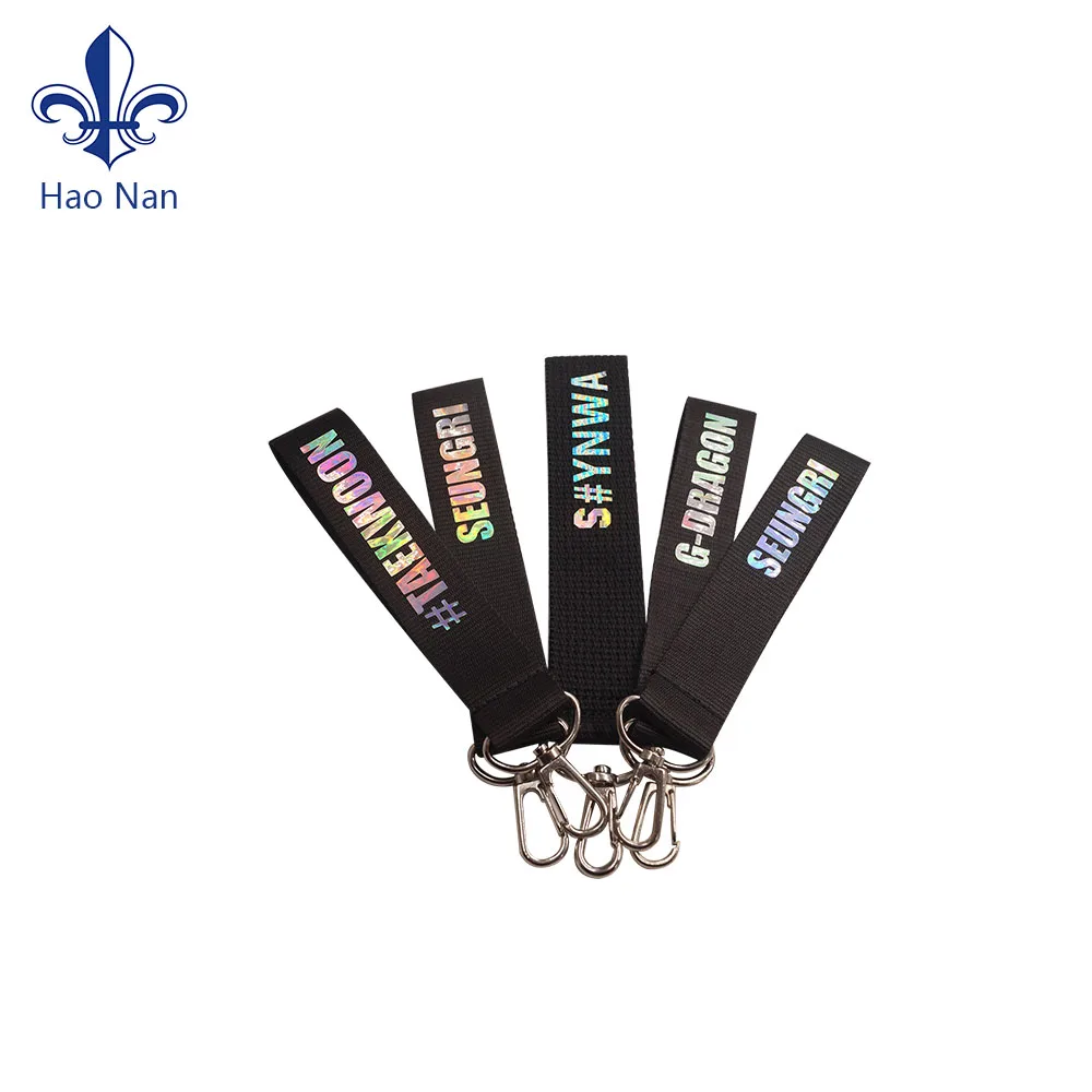 Wholesale Manufacturer Polyester Sublimation Printed Fancy Ribbon Fabric Key Chain Keychain With Short Lanyard