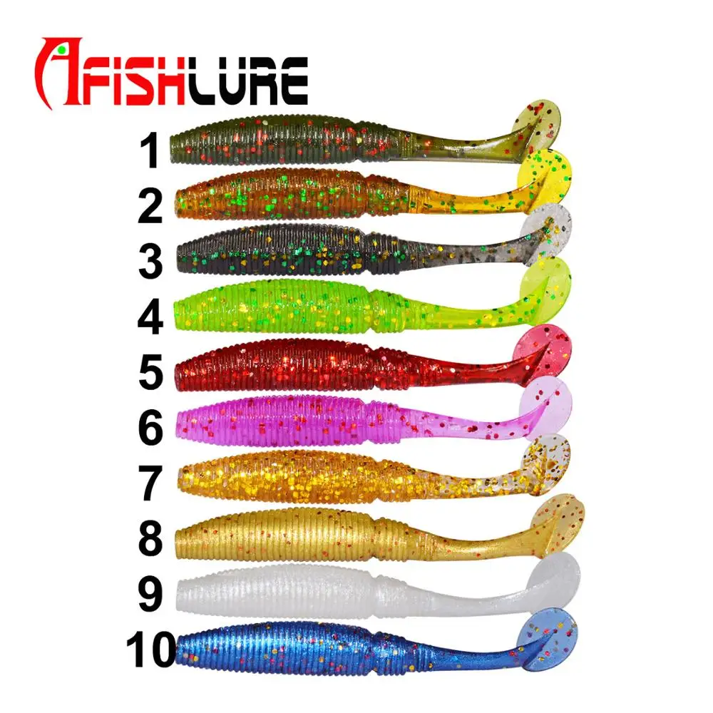 Small T Tail Soft Lure 50mm 1g 15pcs Soft Fishing Lure Soft bait Worm Grubs T Tail Wobblers