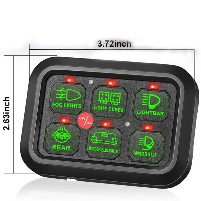 2024 Off road light 6 Gang Switch Panel Universal Circuit Control Relay ON-Off LED Switch Pod for Cars Trucks Boats ATV UTV SUV