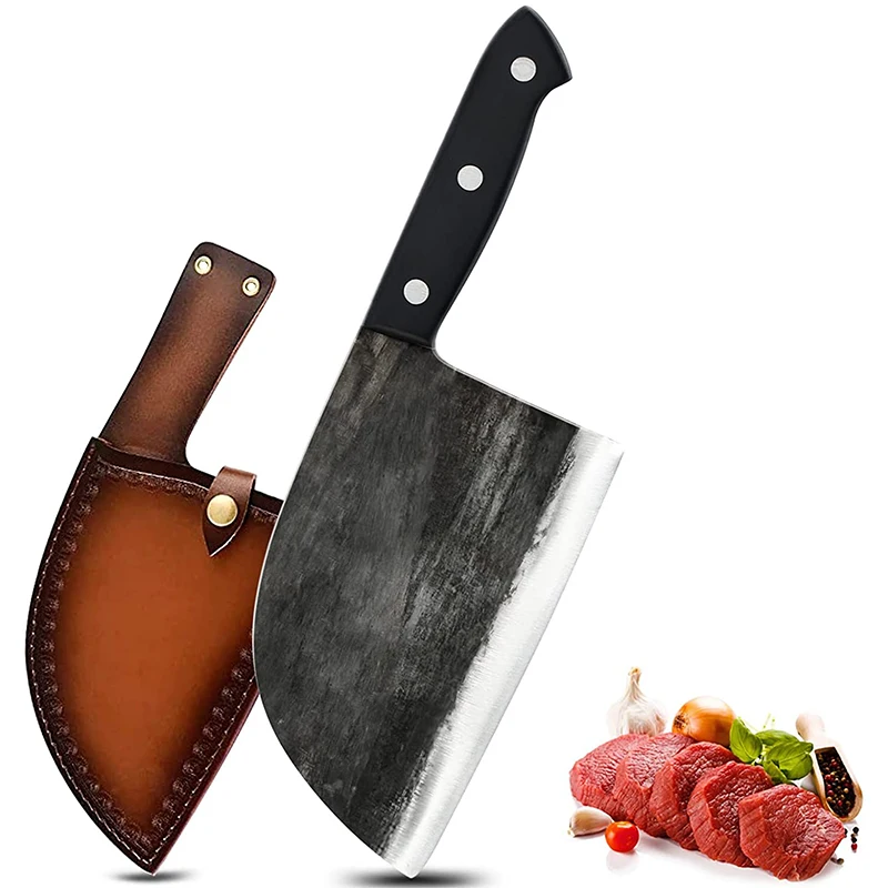 6.5 Inch Butcher Knife Forged Kitchen Knife Serbian Knife  with Wood Handle