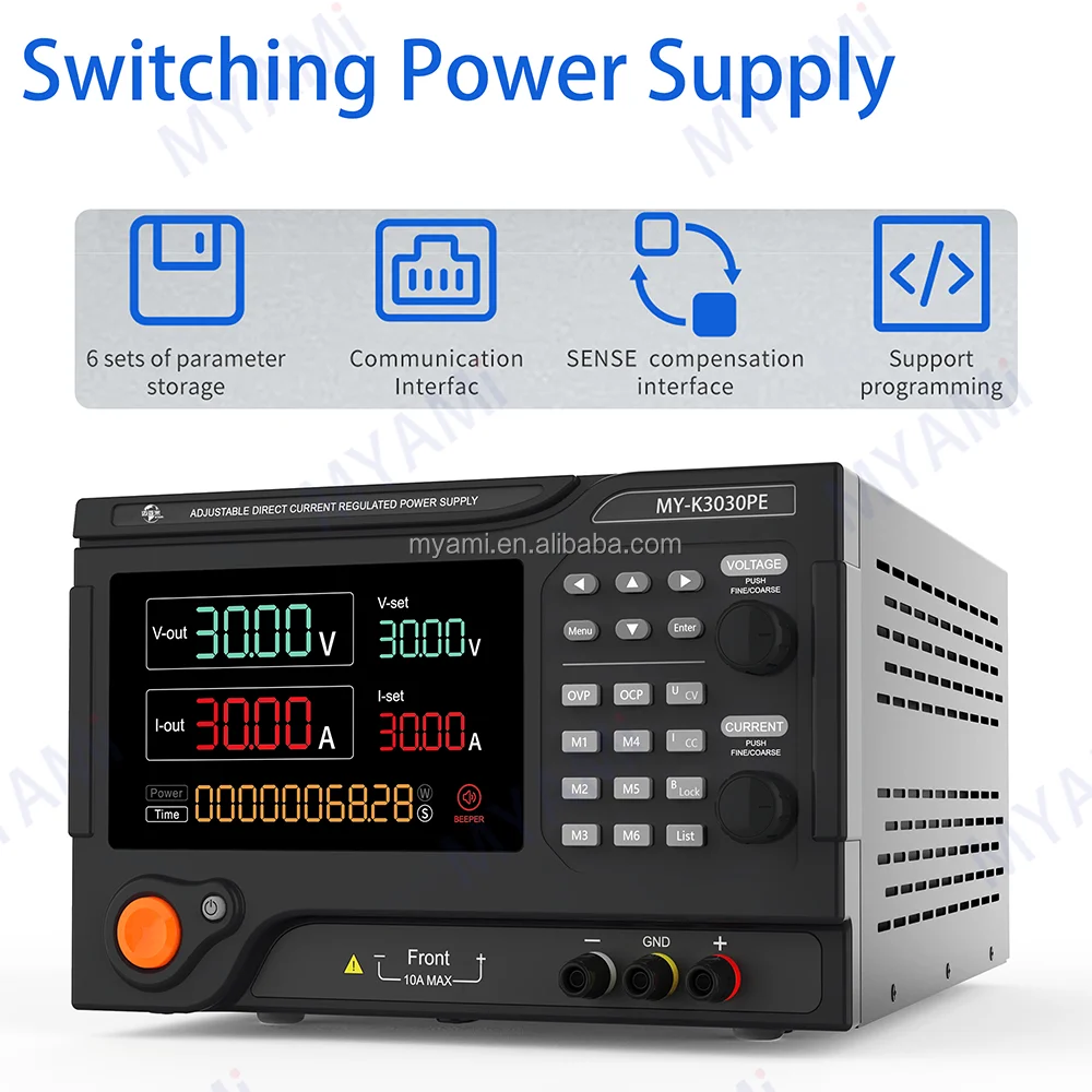 MYAMI Variable DC Lab Bench Programmable Switching Power Supply 0-30V 0-30A adjustable AC TO DC Power Supply with Auto test