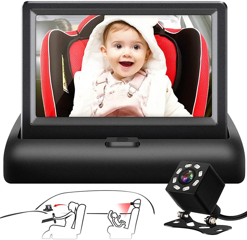 4.3 inch Baby 2022 Infant Safety Car Back Seat Camera Monitor HD Rear View Reversing LCD Display Night Vision Backup Rearview