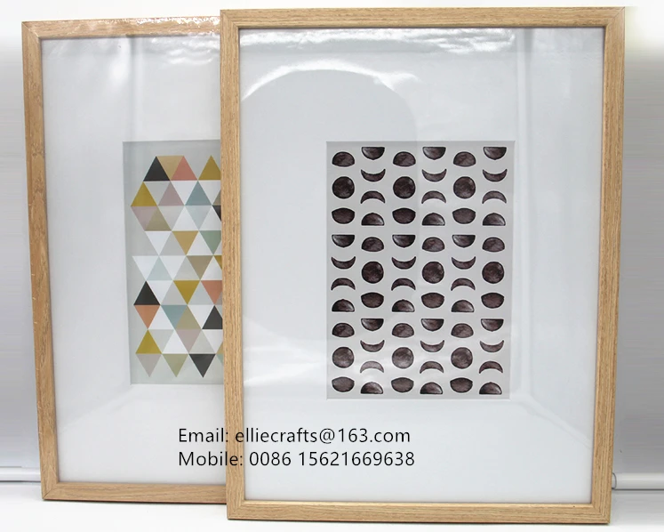 Wholesale Wooden Black White Pink Oak Brown  Pine Wood Frame cadres family or gallery wall frame for artistic decor