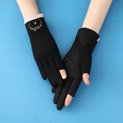Sidiou Group Spring Autumn Short Hand Gloves For Touch Screen Embroidered Cotton Driving Cycling Summer UV Sunblock Gloves