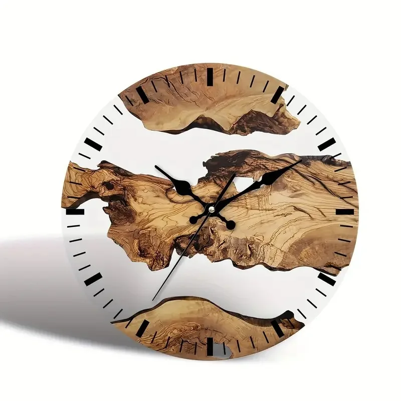 Top Selling Modern Minimalist Style Analog Wall Clock Handmade Epoxy Resin Wood Home Office Decor Living Room Placement Needle