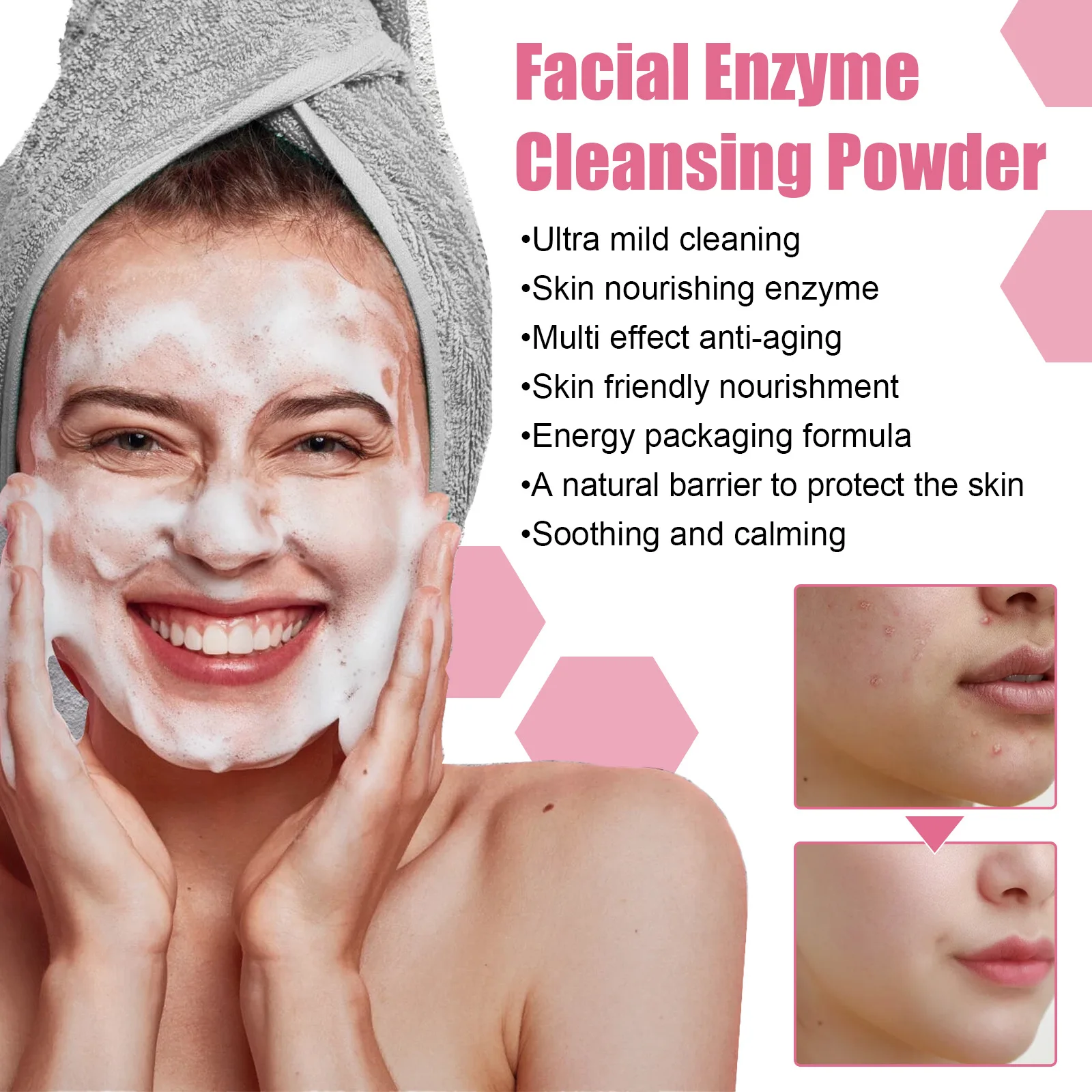 Eelhoe Facial Enzyme Facial Cleansing Powder Facial Gentle Refreshing Fade Spots Acne Tender Cleansing Pores