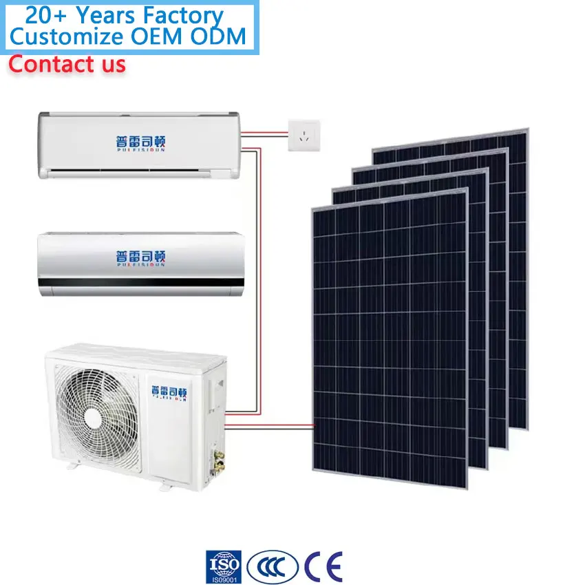 Off Grid PV ODM OEM Supplier System Hybrid Power Supply 9000 12000 24000BTU AC DC 48V  R32 Split 18000btu Solar Air Conditioner