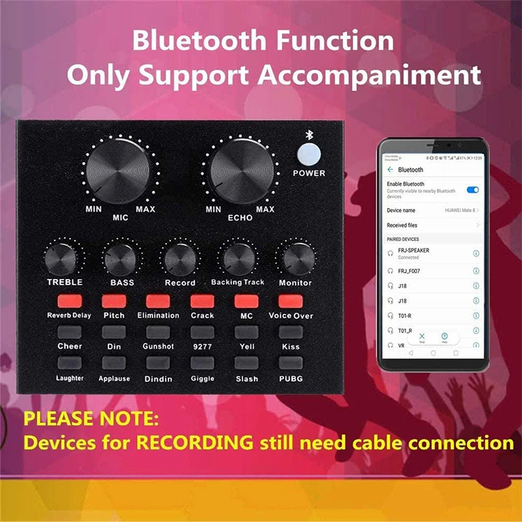 Podcast Recording Studio Equipment Bundle Sound Cards Audio Interface Mixer Mic Sound Card for Live Stream External Sound Card