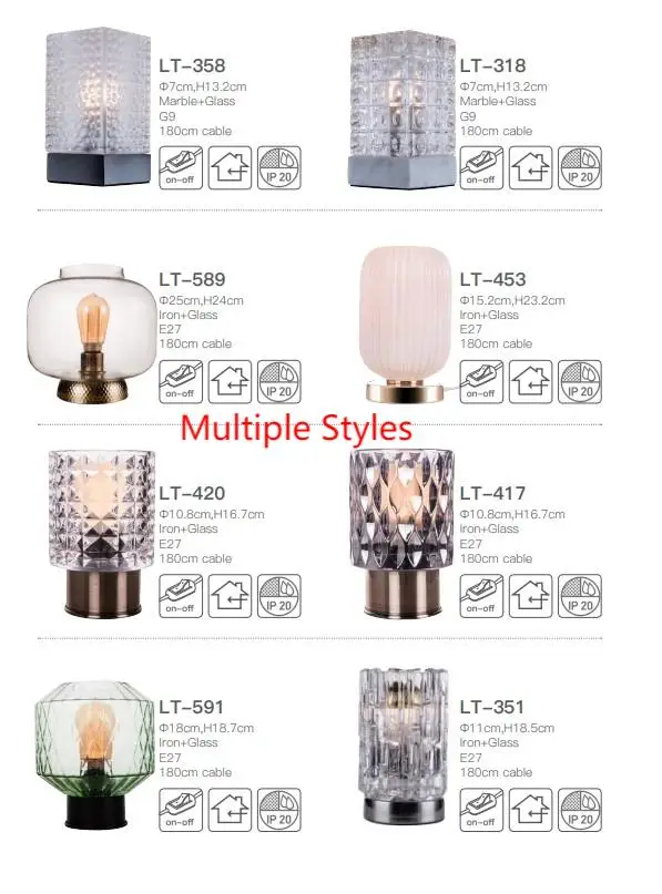 Vintage Night Light Modern Led Outside glass Table Lamp marble table lights