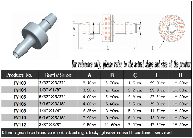 JU Plastic Rubber Tube Pipe Hose Barb Micro Membrane Check Valve Filter