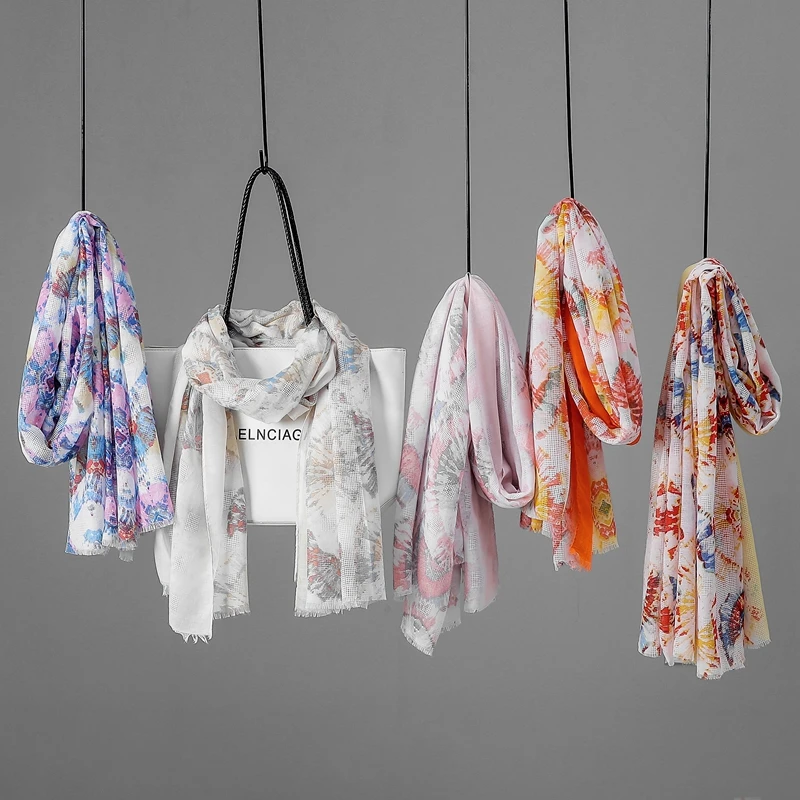 High Quality Luxury Hollow Out Scarf Shawl Fashion Women Spring and Summer Polyester Long Scarfs