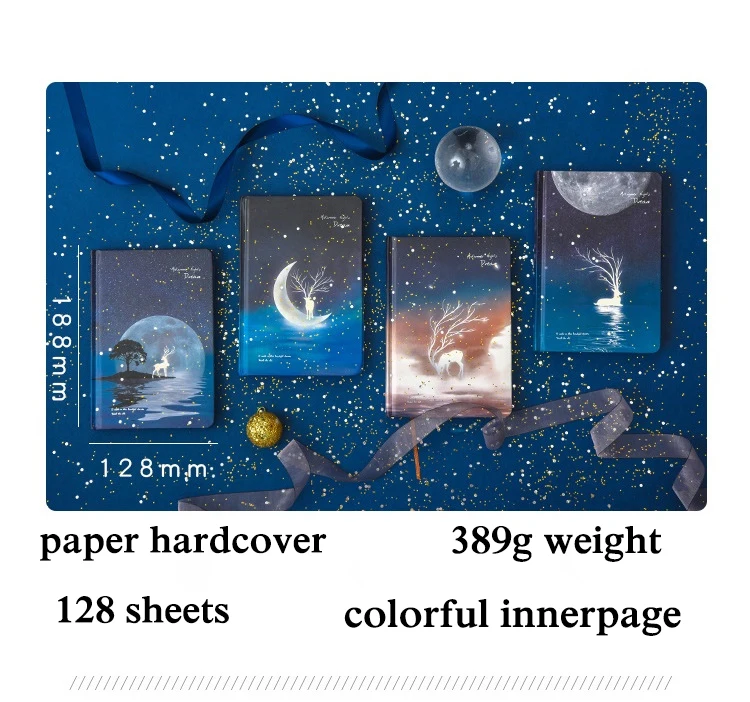 ISO 9001-2008 Wholesale Custom Dark Blue Moon Daily Weekly Black Notebook Paper Study Planners And Organizers