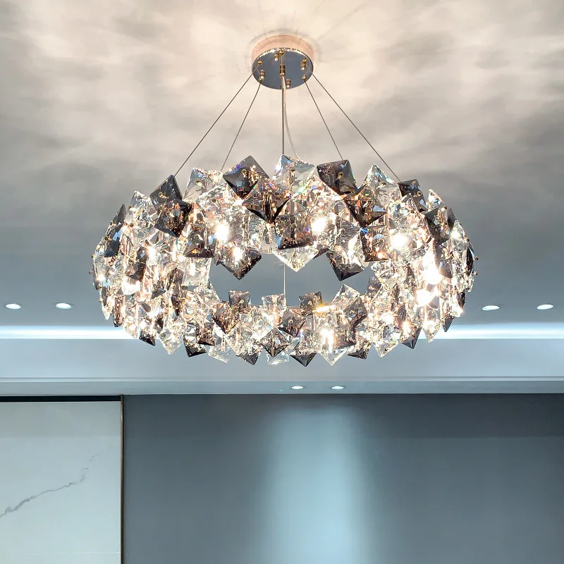 Luxury hotel home decorative lighting k9 crystal ceiling pendant lights modern gold chandeliers for living room