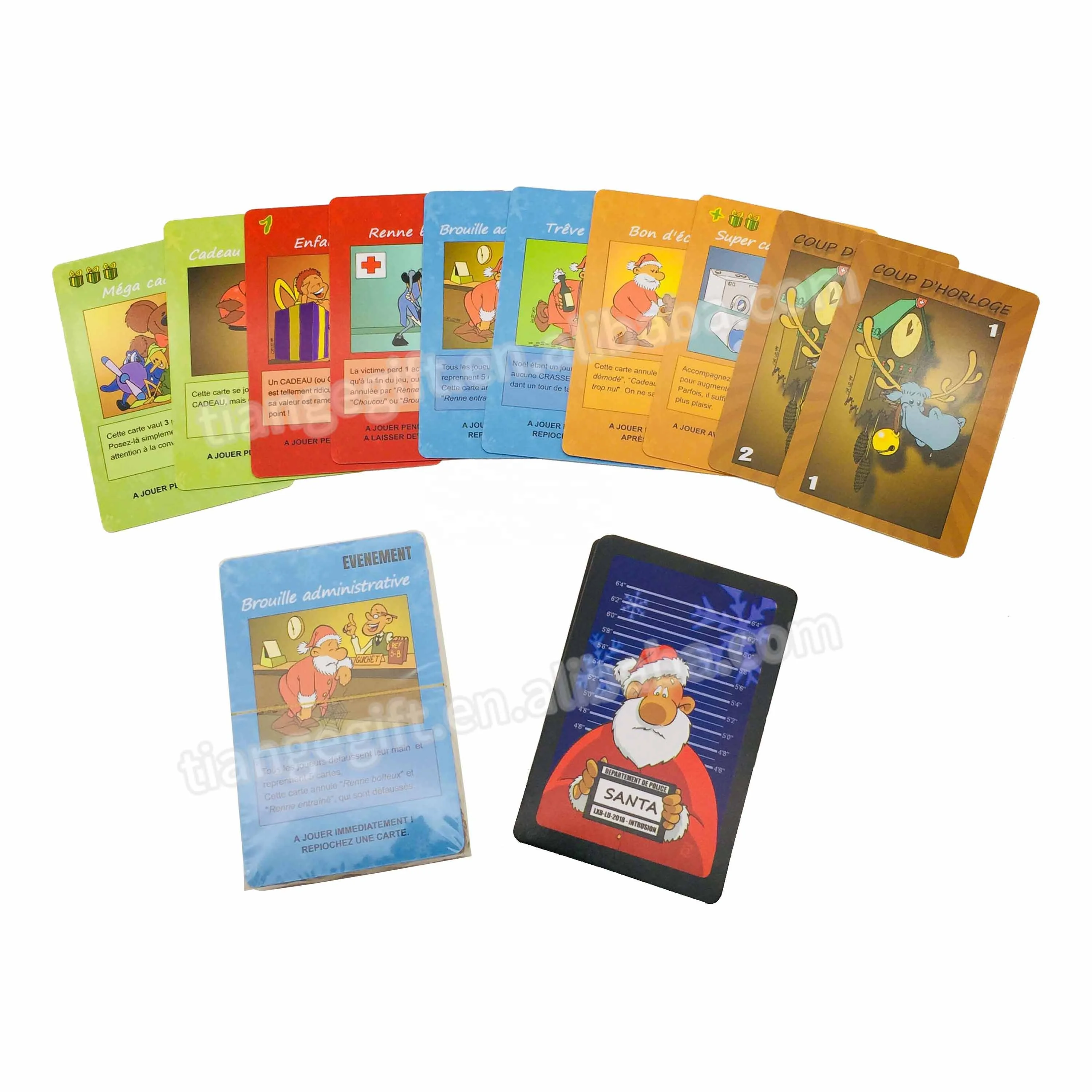 Custom high quality christmas red family blue core paper card games with rigid box