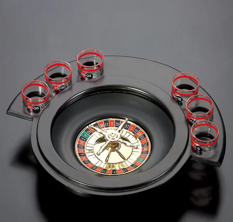 Wine Game Shot Drinking Roulette Set with Casino Spin Glass Shot Party Bar Game