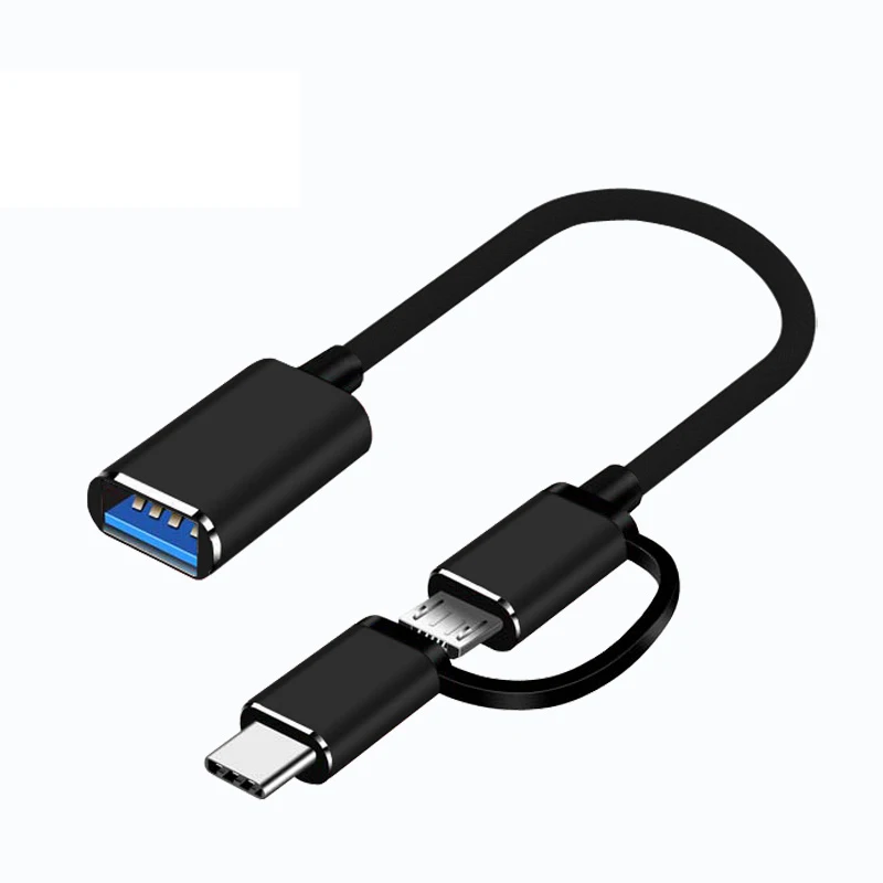 2 in 1 USB 3.0 to 8-Pin/Type C OTG Adapter Cable For iPhone 13 12 11 Pro Max iPad for iOS 13 above for Mouse Camera Card Reader