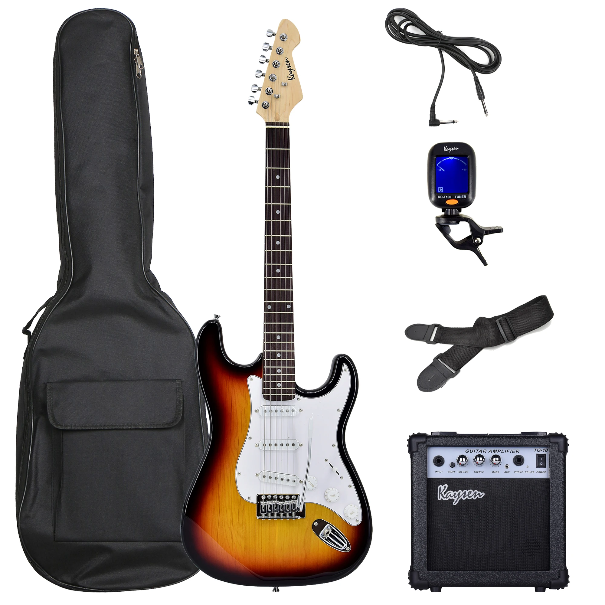 Beginner kits solid body electric guitar kit package SSS pickup with all accessories amplifier, bag...