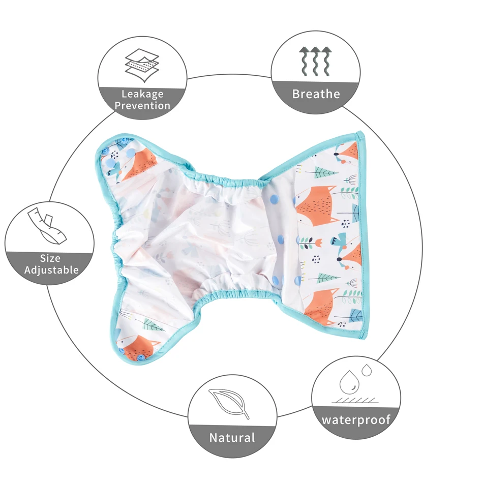 Happy Flute Washable Baby Cloth Diaper Cover Reusable Cloth Diaper Cover For Infant
