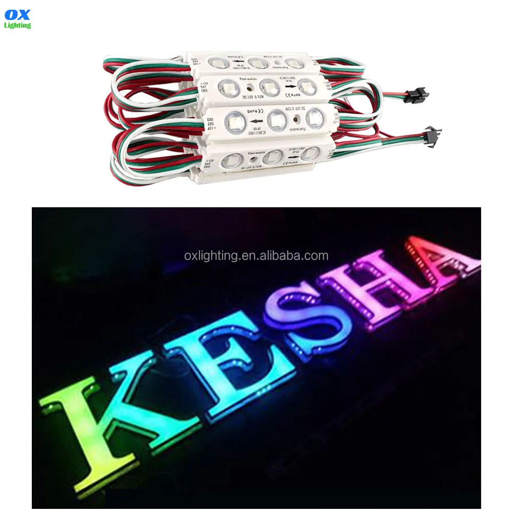 DC 12V Outdoor Backlight Channel Letter Sign Board  Pixel Addressable Digital WS2811 IC 5050 Injection Full Color RGB LED Module