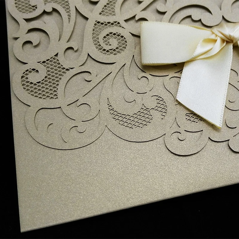 Envelope style luxury wedding card invitation laser cut greeting