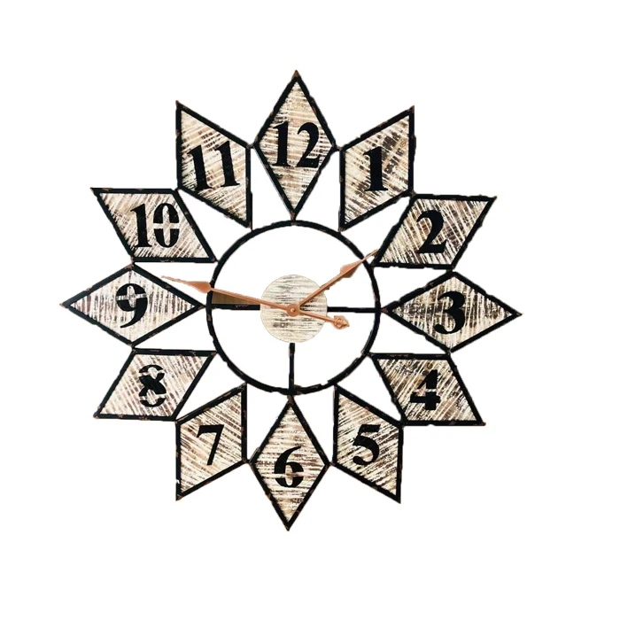 Wooden And Metal Wall Clock Home Decoration