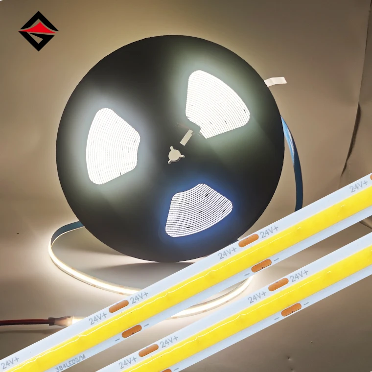 Hot sale 24v not drop cob strip 10w 384led 10mm no pressure drop cob led light strip