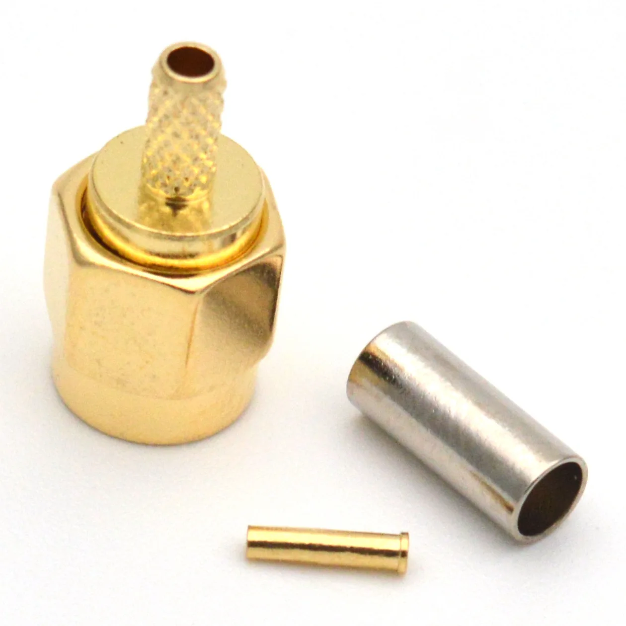 Brass RP SMA Male Plug RP-SMA Jack Crimp for RG174 RG316 LMR100 Cable SMA RF Straight Gold Connector