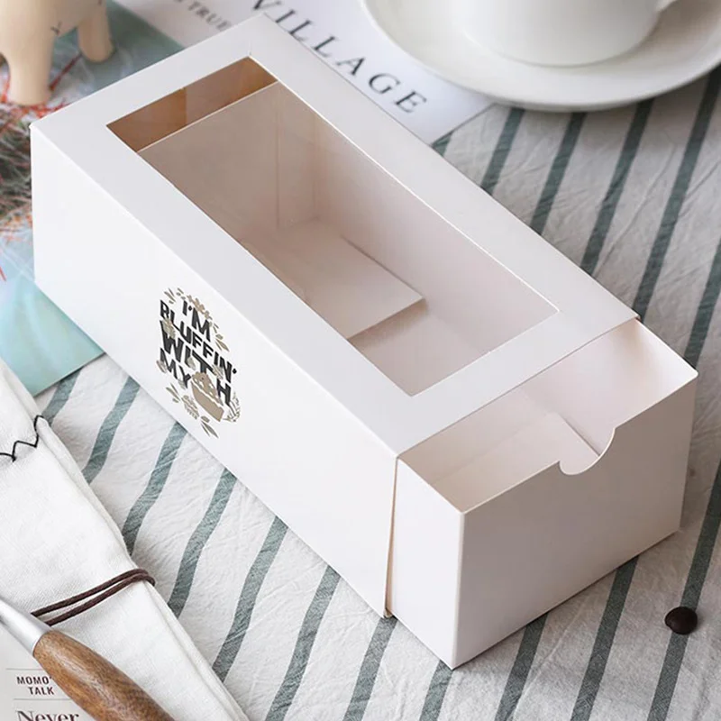 Длинные прямоугольные швейцарские рулонные бумажные контейнерные коробки для тортов с