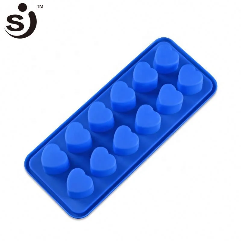 Bpa Free Eco-Friendly 12 Cavity Mini Heart Shape Food Grade Certificate Silicone Ice Cube Tray For Summer