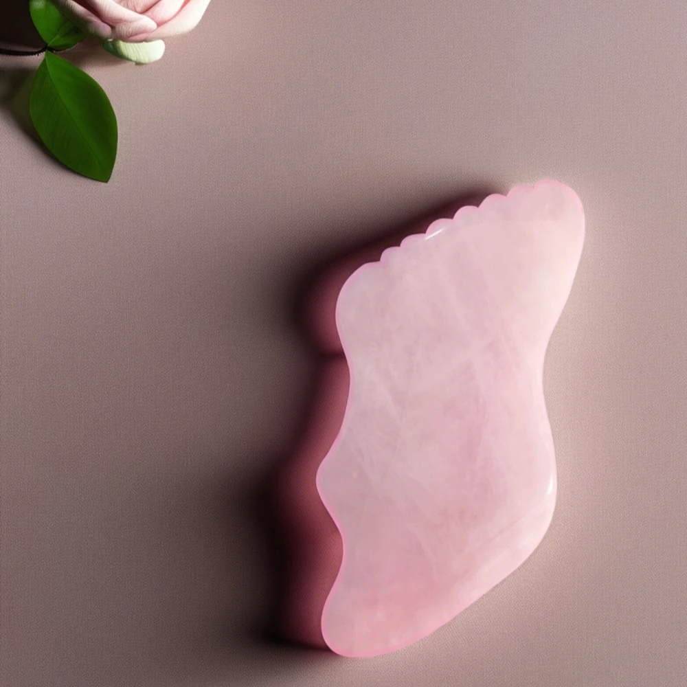 Rose Quartz Lightning Shape Gua Sha Natural Jade Stone Body Facial Eye Scraping With Tooth Crystal Gua Sha Massager for Women