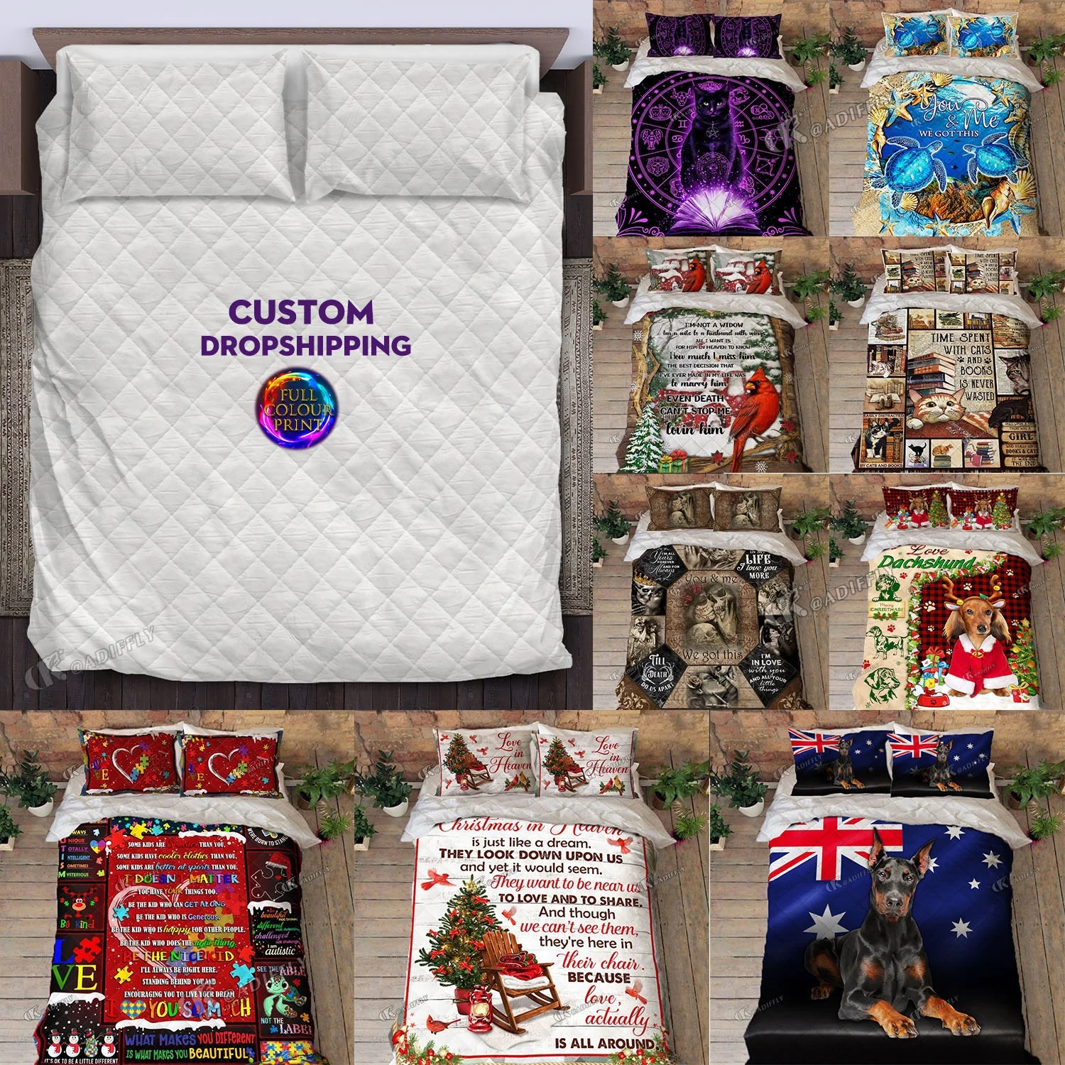 Wholesale Comforter Luxury 3 Pieces Bedding Sets Microfiber Polyester Printed Home Modern Designer Quilt Sublimation Pillow Case