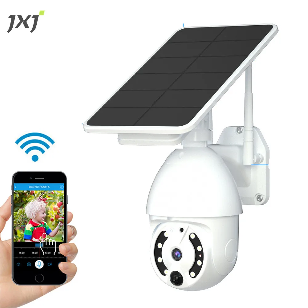 JXJ Buy Smart Power Lithium Battery WiFi 1080P PTZ Wireless IP Two-way Voice Tuya Smart Solar Security Light CCTV Camera Outdoor