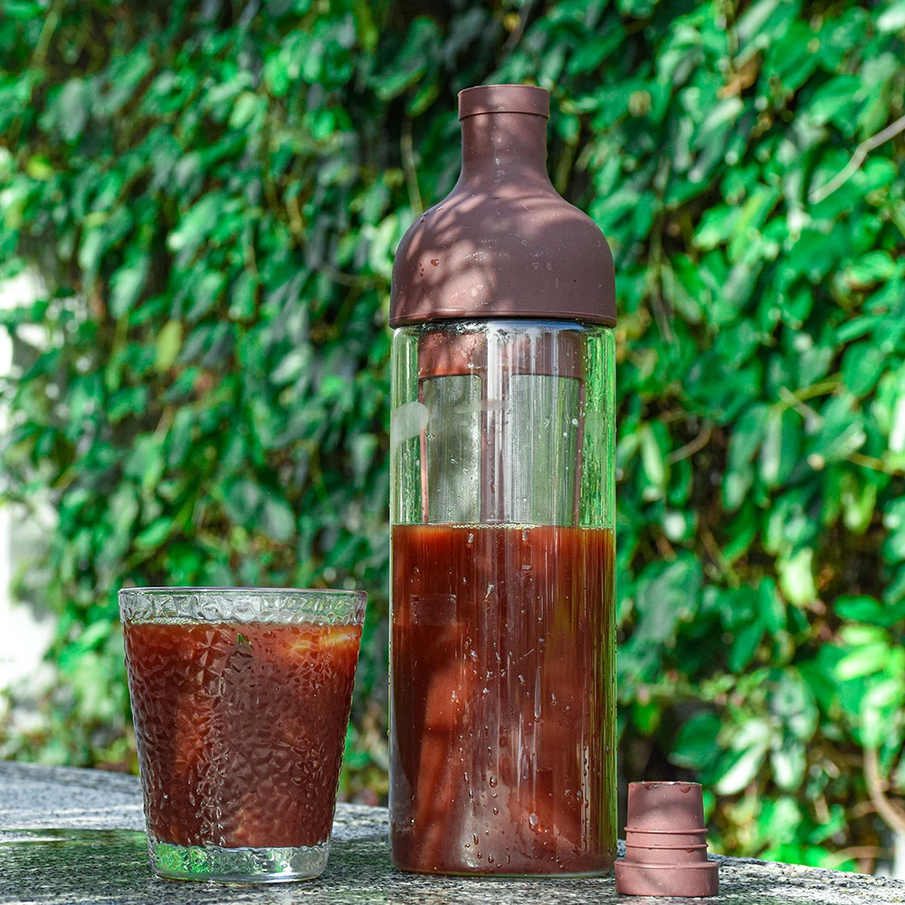 27oz High Borosilicate Glass Wine Bottle Shape Tumbler Iced Coffee Tea Maker with Removable Stainless Steel Filter