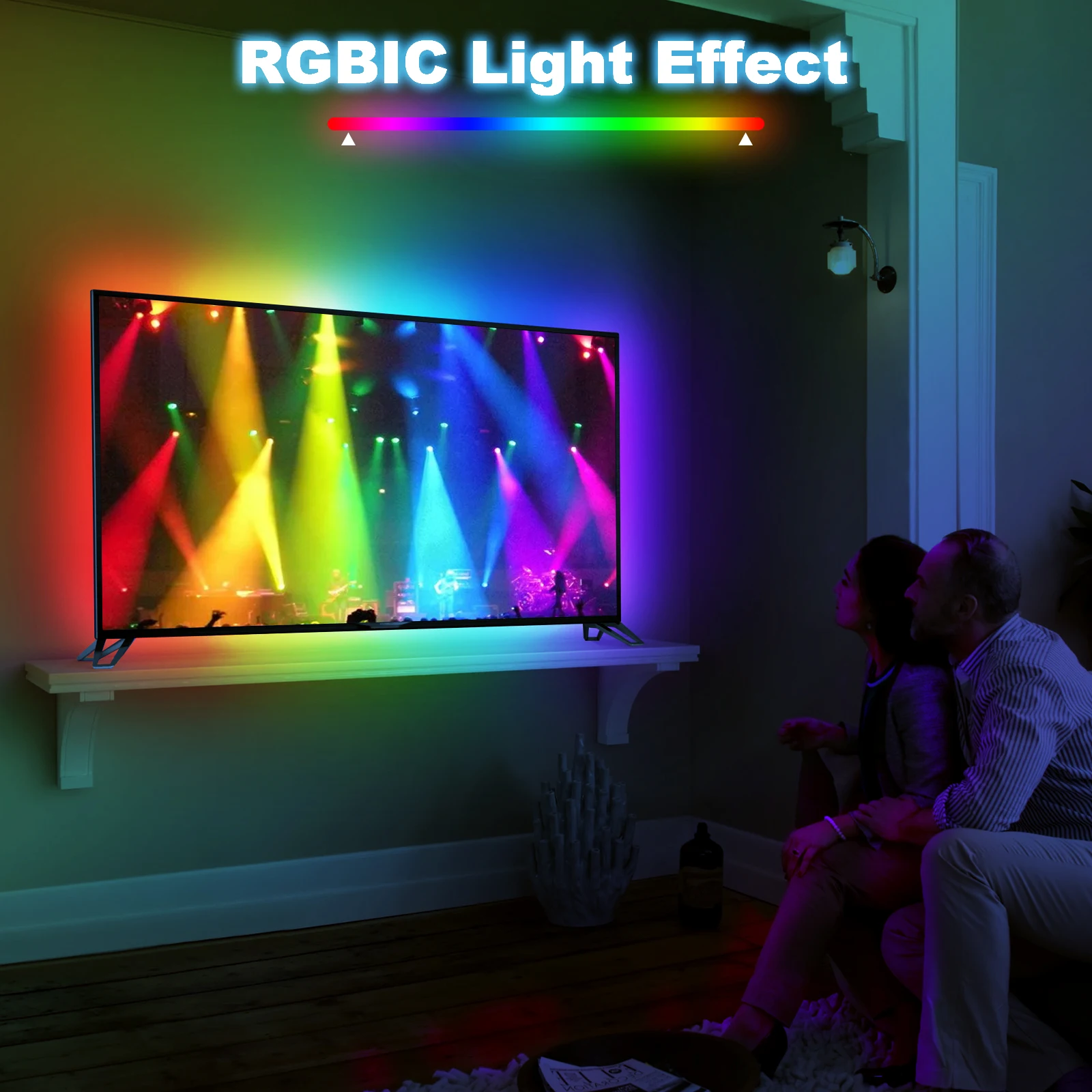 TV LED Backlight Immersion Ambient TV Strip Lights for 55-65 Inch HDMI 2.0 Sync Box RGB Backlight Music Sync TV Light