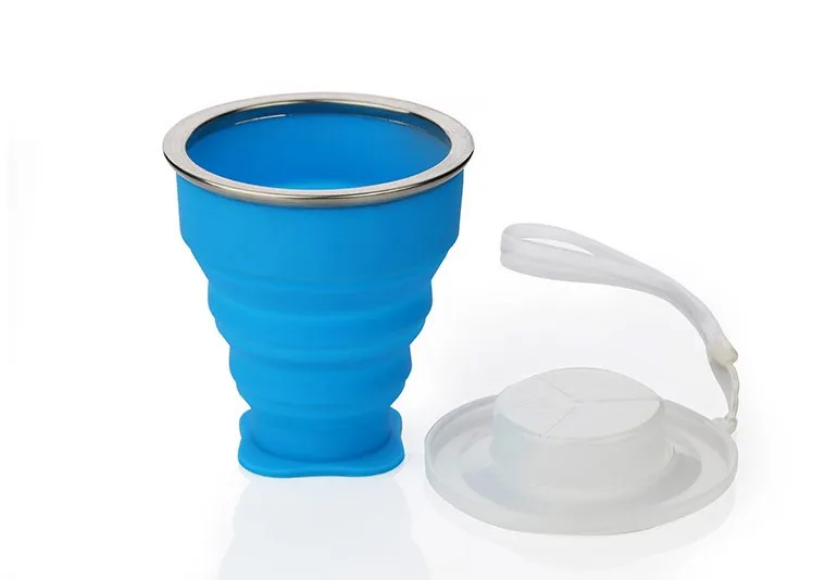 Silicone Collapsible Foldable Cup Custom Logo Portable Travel Coffee Mug Cup Travel mouthwash cup
