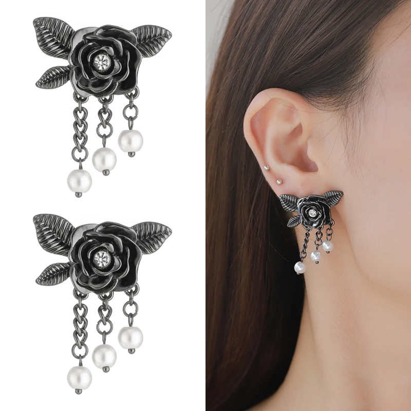 Original Design Vintage Black Romantic Women double layer black velvet choker Rose flower choker Necklace Wholesale